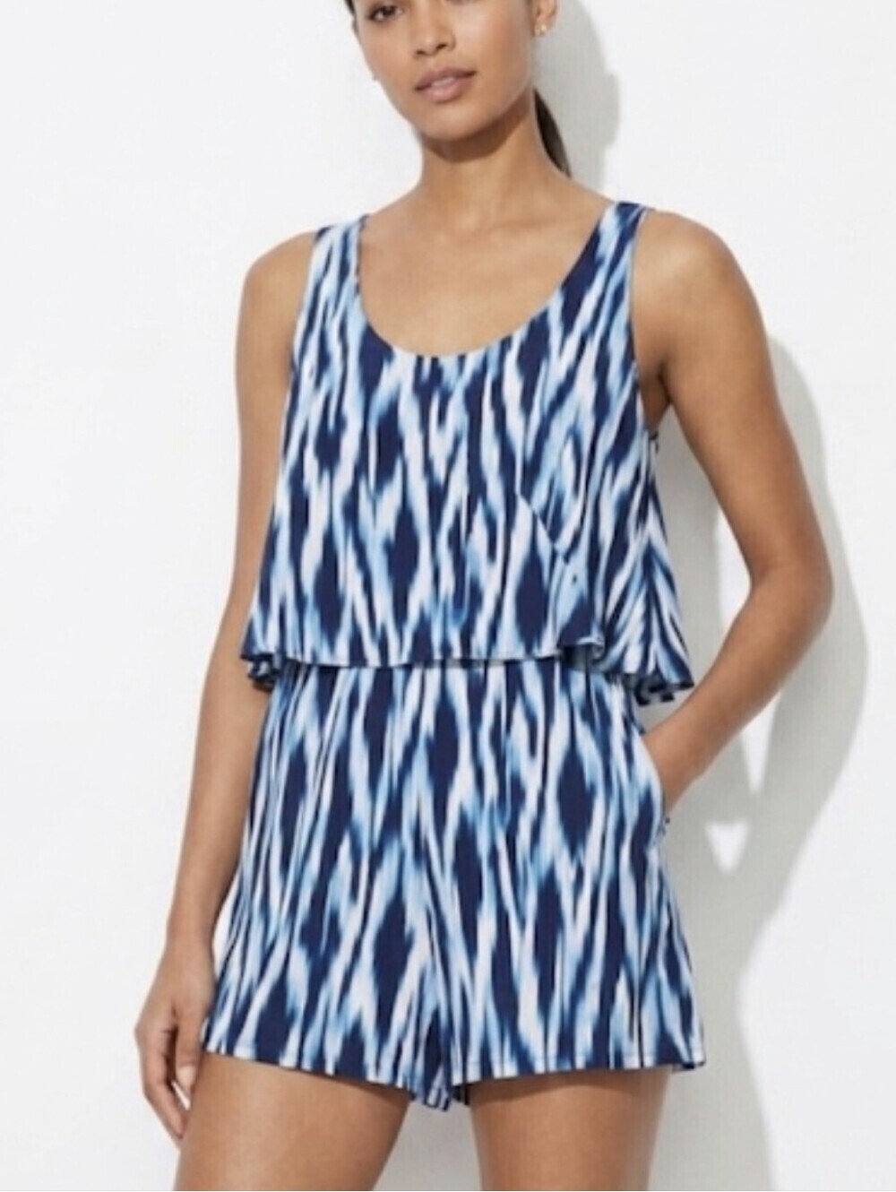 Michael Kors Women's Large Joie Ikat Silk Lined Romper